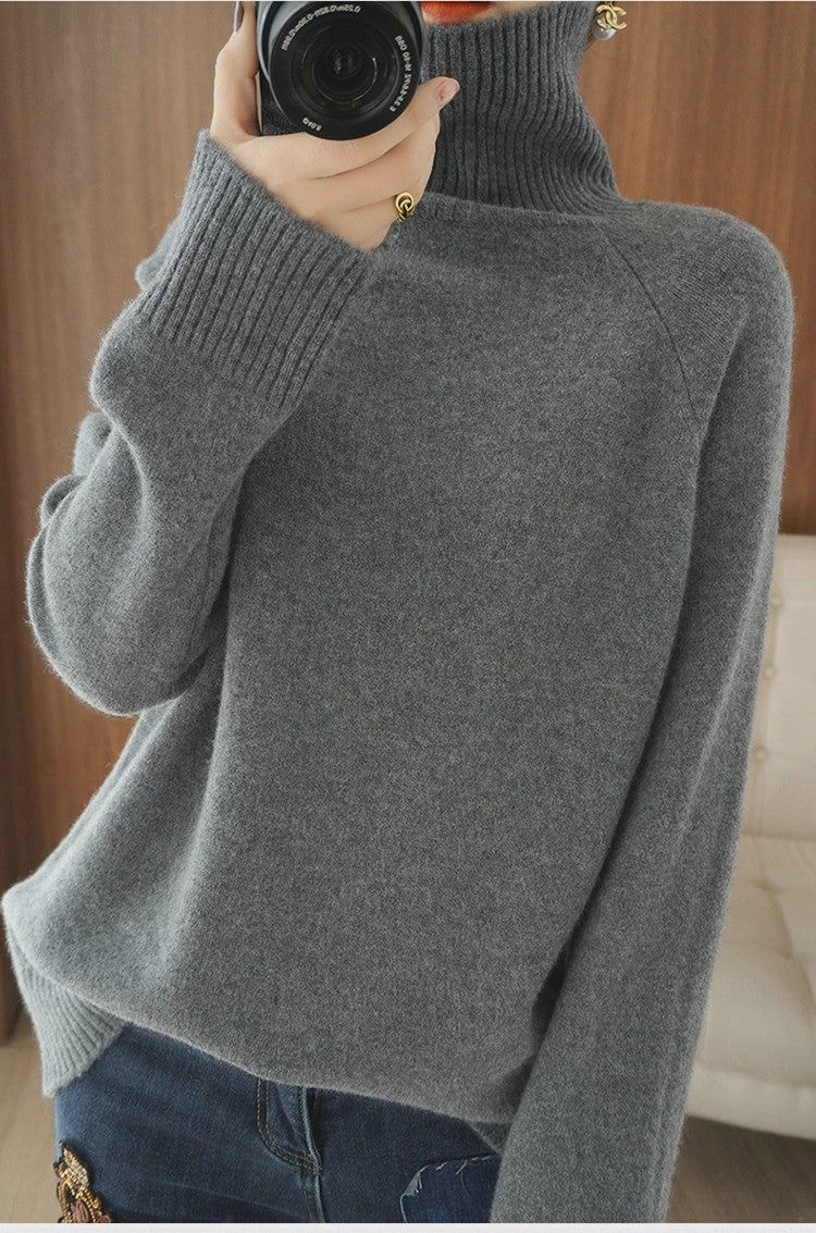 Dames 100% Kasjmier Coltrui - Dikke, Losse Pullover voor Herfst & Winter