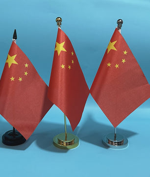 Chinese Vlag Bureau 14x21cm - Polyester Tafelvlag met Standaard