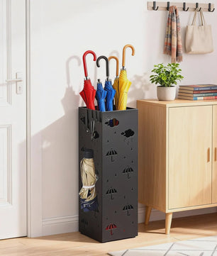 Stijlvolle Metalen Paraplubak met Haak en Opvangbak - Decoratieve Entree Organizer