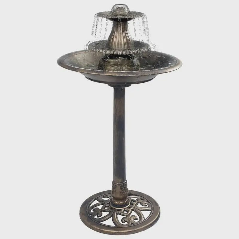 Bronzen Vogelbad Fontein met Bekken - 50x91 cm - Duurzaam Kunststof voor Tuin & Terras