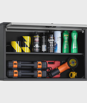 Metalen Wandkast 77cm - Zwevend Ophangsysteem voor Garage, Werkplaats & Keuken - Met Opklapdeur & Plank