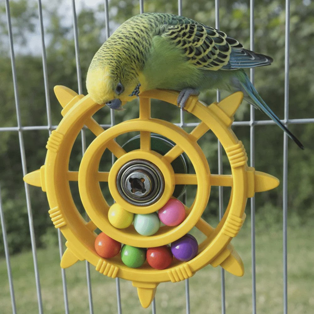 Roei/Stuurwiel Vogel Speelgoed Spinner met Kleurrijke Kralen - Plezier & Beweging voor Papegaaien