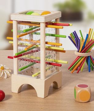 Montessori Houten Stokken Spel - Interactief Ouder-Kind Spel voor Fijne Motoriek en Kleurherkenning