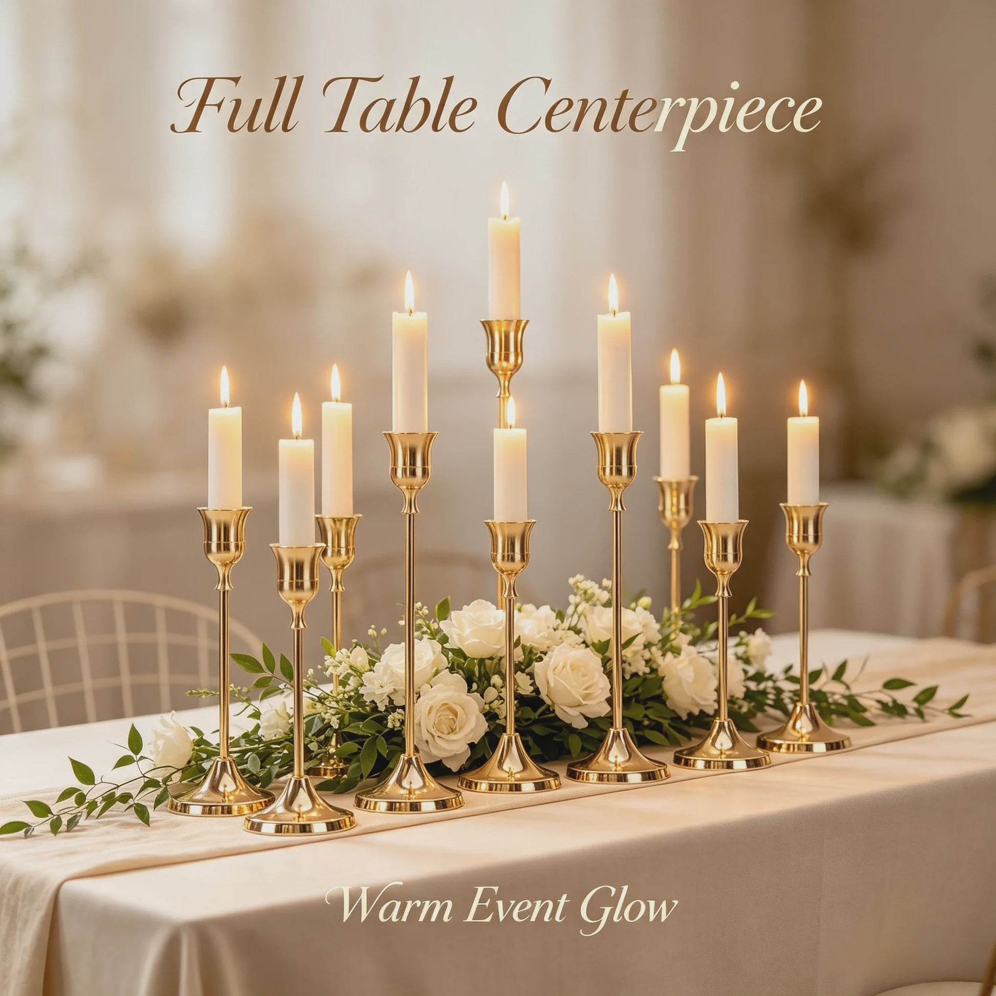Set van 3 Goudkleurige Klassieke Kandelaars met Stabiele Voet - Perfect voor Bruiloft en Decoratie