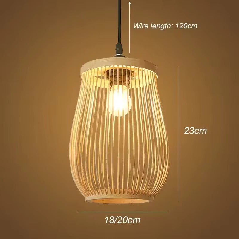 Rotan Hanglamp van Handgemaakt Bamboe – Natuurlijke Plafondlamp met E27 Fitting – Boho & Japandi Design – Voor Woonkamer, Eetkamer & Slaapkamer