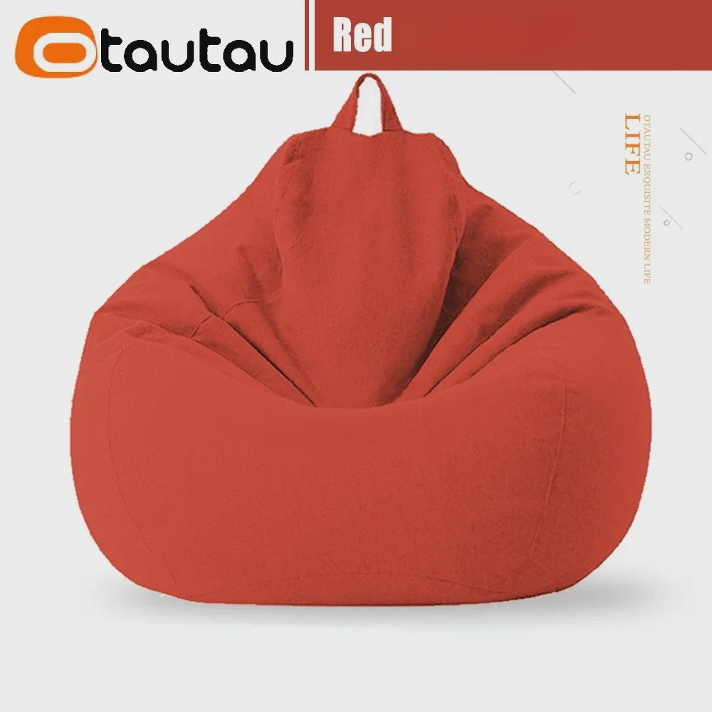 70cm Gevulde Beanbag Sofa van Katoen Linnen - Comfortabele Loungestoel voor Ontspanning