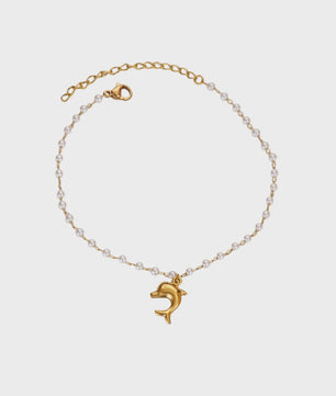 Gouden Anklet met Kralen en Bedels - Roestvrij Staal - Zomerse Strandjuwelen