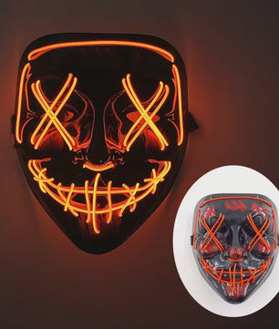Verlicht LED Neon Purge Masker met Fiber Optic Handschoenen - Halloween & Feest