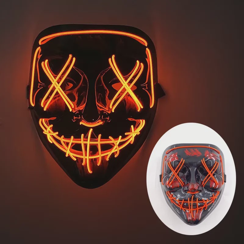 Verlicht LED Neon Purge Masker met Fiber Optic Handschoenen - Halloween & Feest