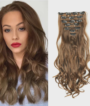 Clip-in Haarverlenging 7 Delig - 55cm Lang Krullend Synthetisch Haar