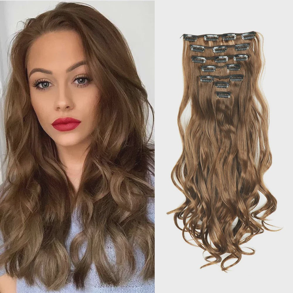 Clip-in Haarverlenging 7 Delig - 55cm Lang Krullend Synthetisch Haar