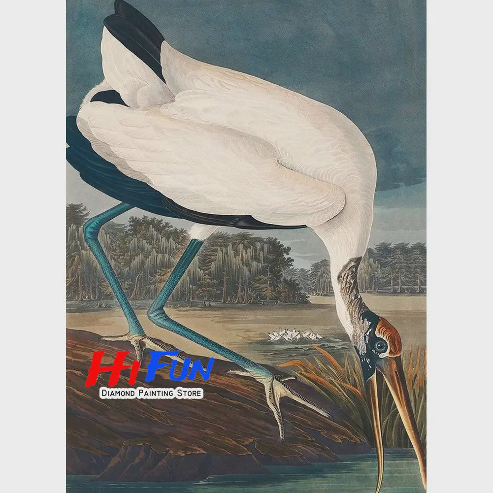 Diamond Painting Ooievaar Kustvogel - Volledige Ronde Diamanten Borduurkit voor Muurkunst
