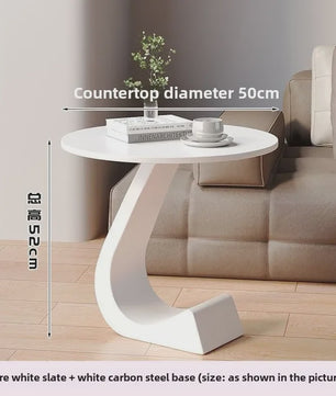Luxe Ronde Bijzettafel met Rock Slab Look - Modern Design voor Woonkamer & Slaapkamer