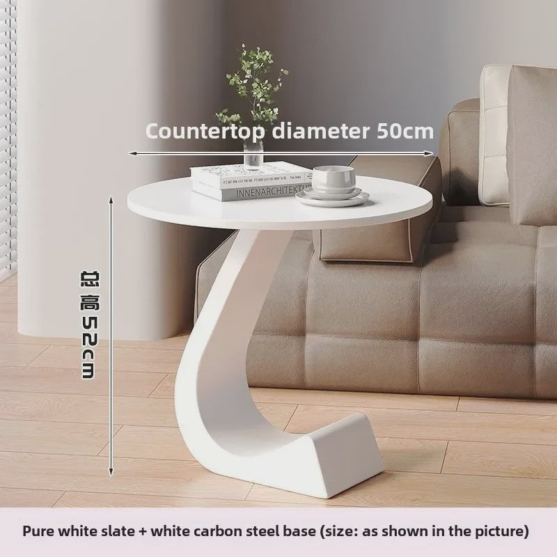 Luxe Ronde Bijzettafel met Rock Slab Look - Modern Design voor Woonkamer & Slaapkamer