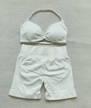 Naadloze Yogaset Dames: Sportbeha met Halternek & High Waist Shorts