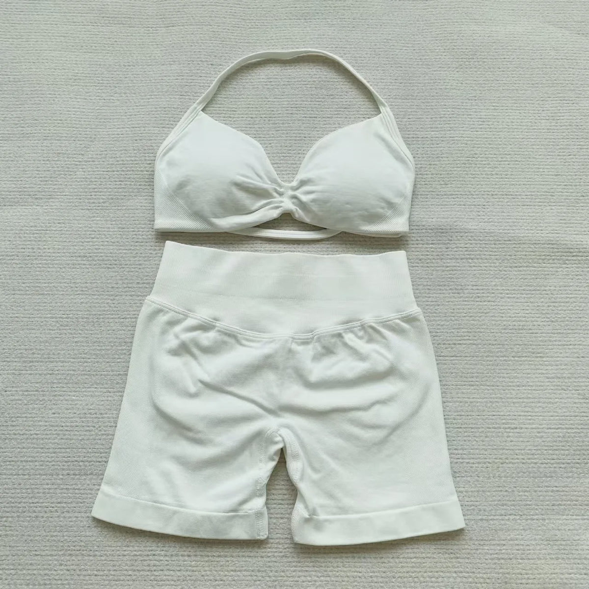 Naadloze Yogaset Dames: Sportbeha met Halternek & High Waist Shorts
