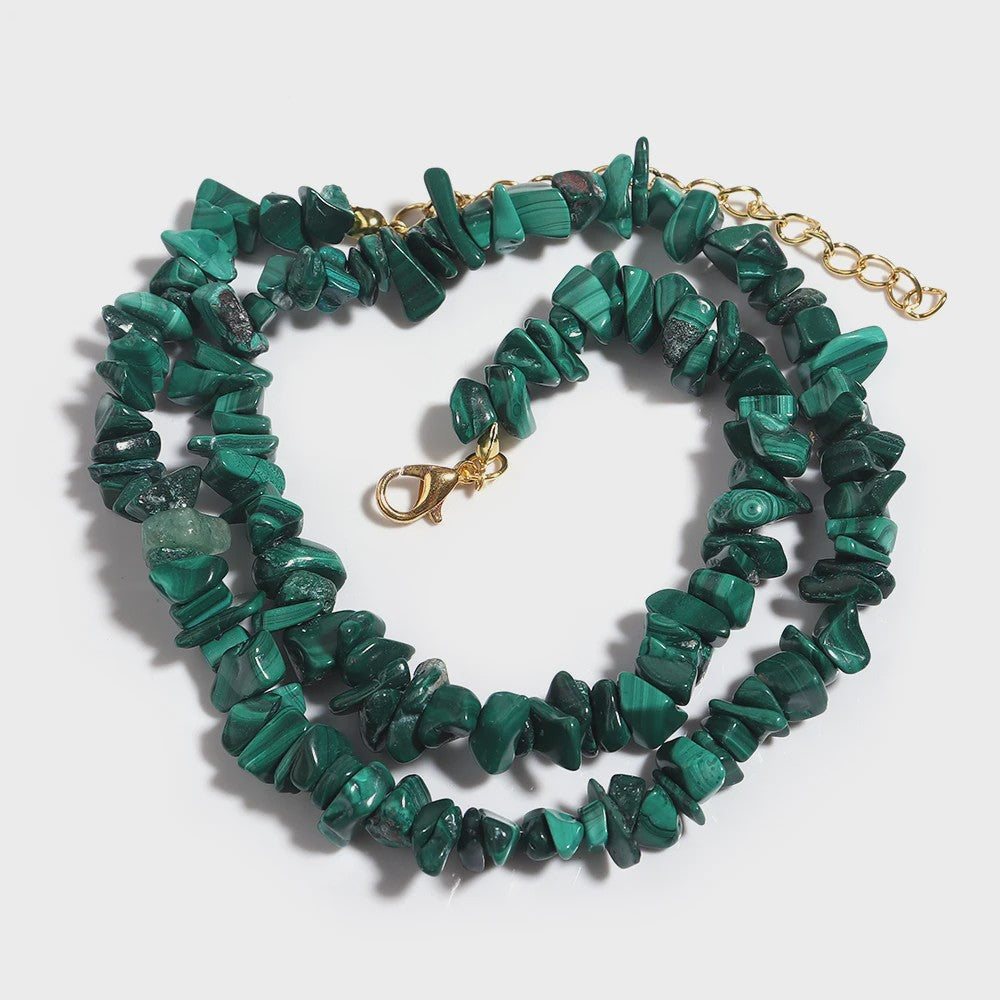 Unieke Natuursteen Choker Ketting - Onregelmatige Kristal & Aquamarijn Chips