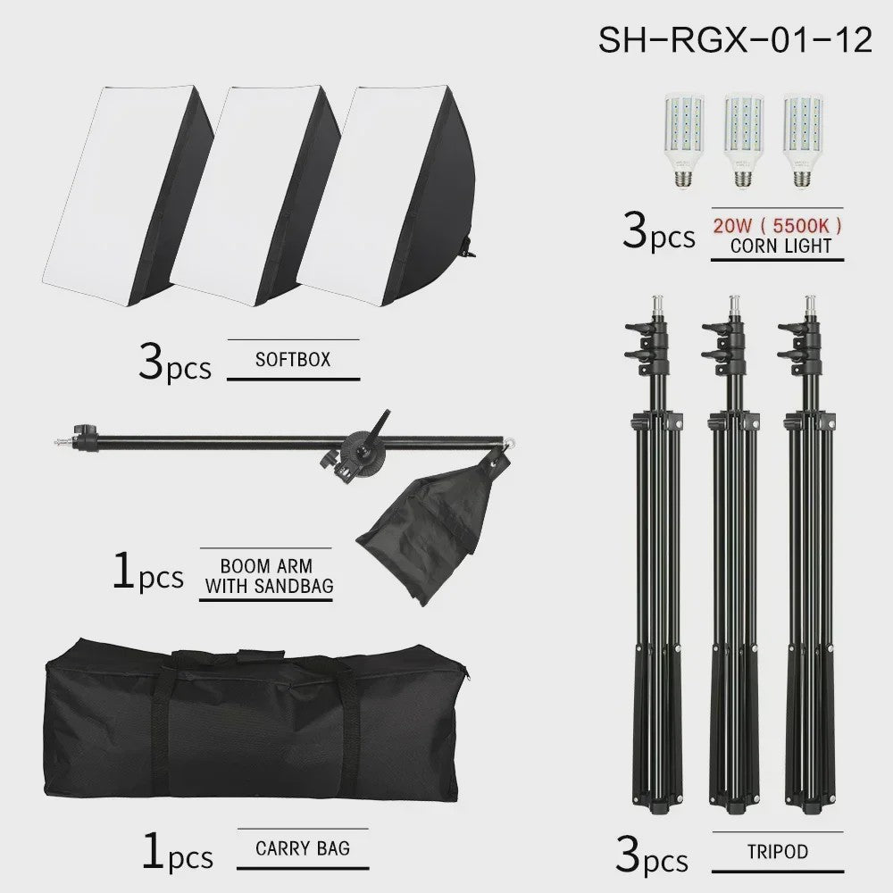 Professionele Softbox Verlichtingskit 50x70cm - Continu Licht voor Studio Fotografie