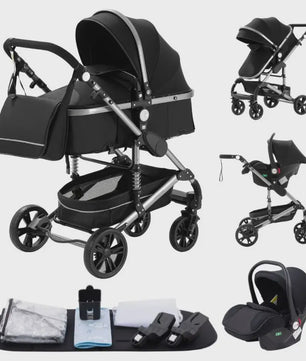 3-in-1 Multifunctionele Kinderwagen - Lichtgewicht en Compact met Babyzitje en Reiswieg
