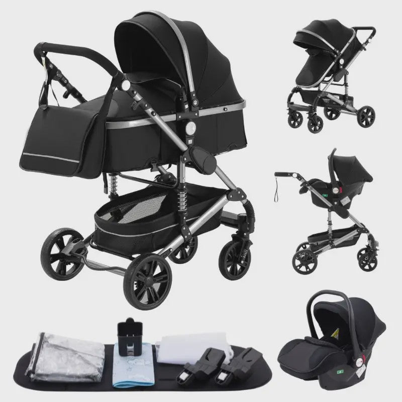 3-in-1 Multifunctionele Kinderwagen - Lichtgewicht en Compact met Babyzitje en Reiswieg