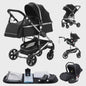 3-in-1 Multifunctionele Kinderwagen - Lichtgewicht en Compact met Babyzitje en Reiswieg