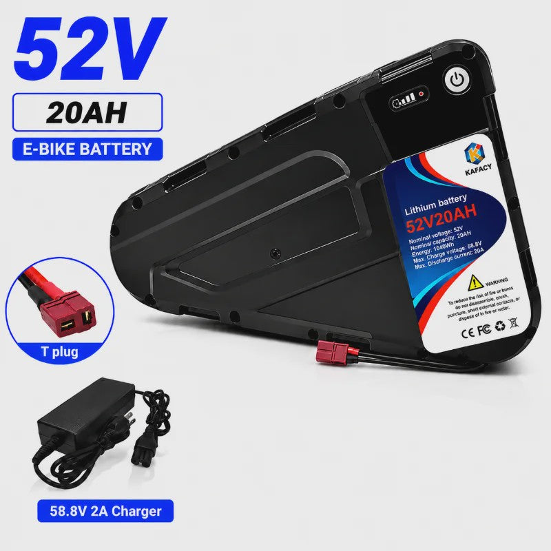 52V 20Ah-40Ah Lithium E-bike Batterij voor Elektrische Fietsen (500W-3000W Motor)