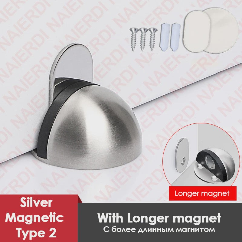 RVS Deurstopper met Sticker & Schroef - Zonder Boren, Magnetisch of Normaal