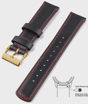 Top Grain Echt Lederen Horlogeband - 20mm/22mm Quick Release - Voor Heren, Dames & Samsung Galaxy Watch
