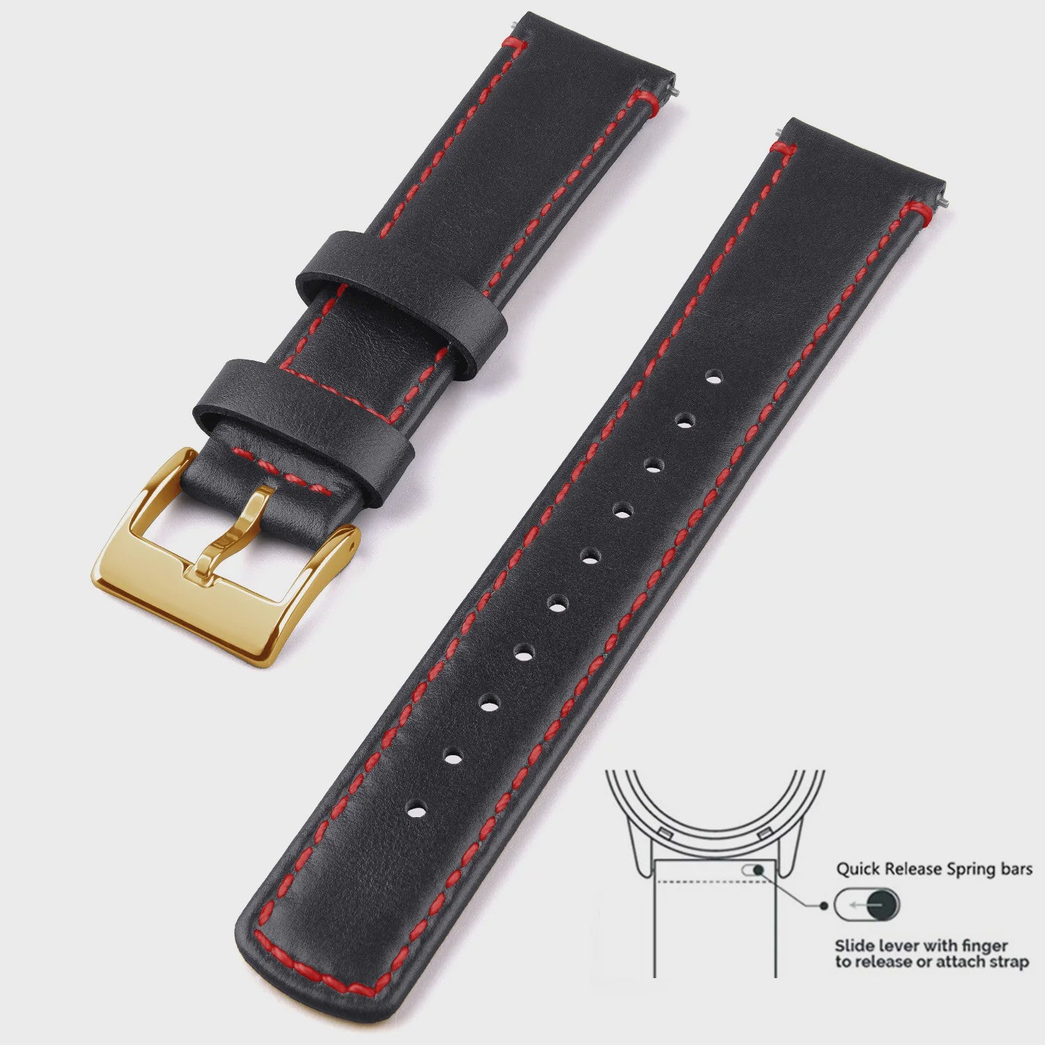 Top Grain Echt Lederen Horlogeband - 20mm/22mm Quick Release - Voor Heren, Dames & Samsung Galaxy Watch