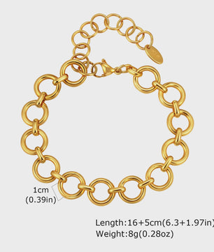 Gouden Roestvrij Staal Chunky Schakelarmband voor Dames - Waterdicht & Verstelbaar