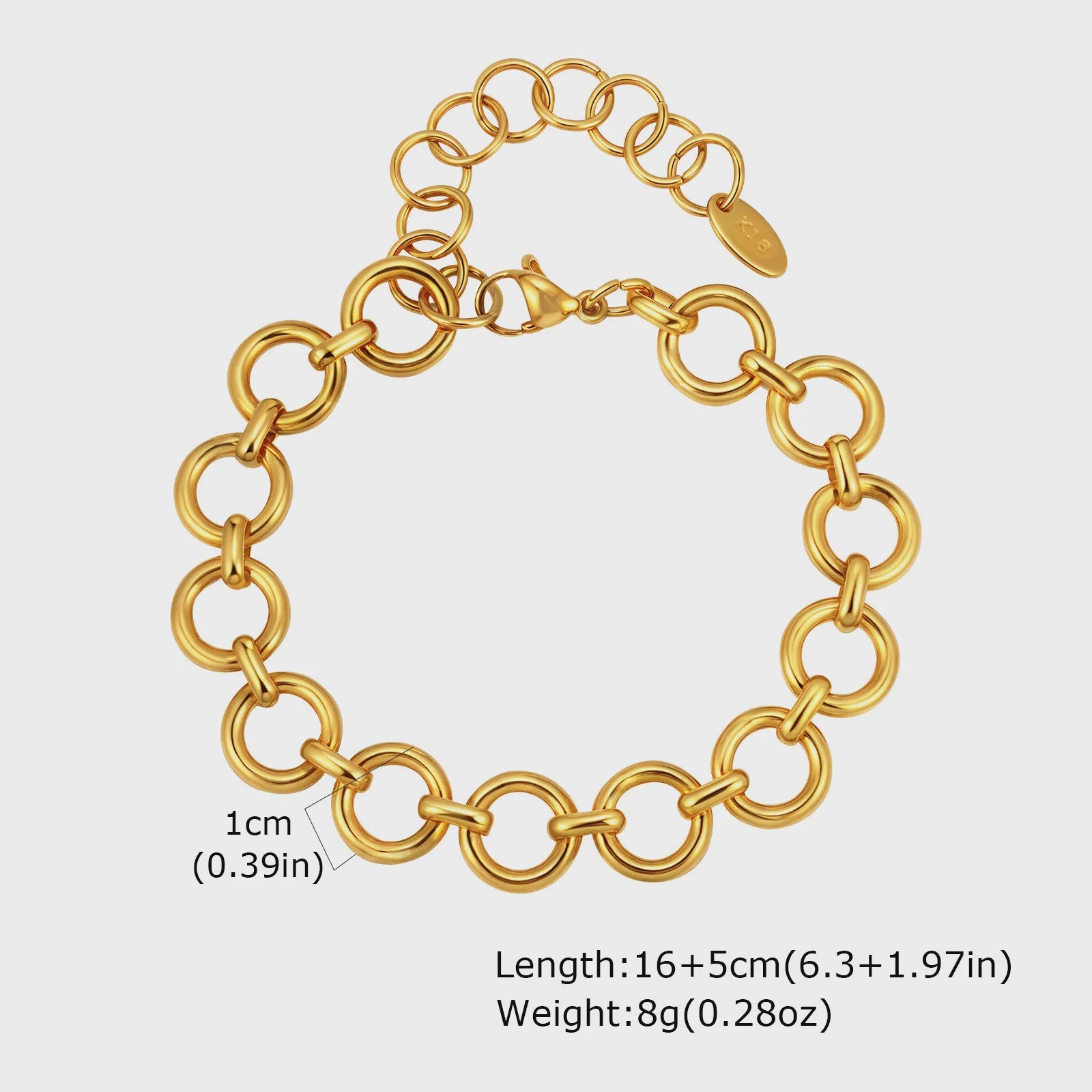 Gouden Roestvrij Staal Chunky Schakelarmband voor Dames - Waterdicht & Verstelbaar