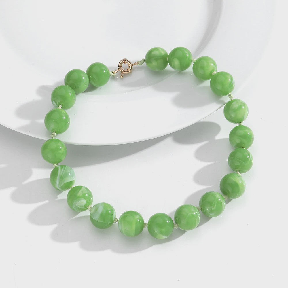 Trendy Multicolor Statement Ketting met Grote Ronde Kralen - Handgemaakt