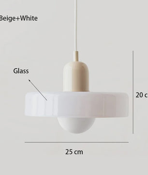 Nordic Bauhaus Hanglamp - Retro Glas & Kleurrijke Kap voor Woonkamer, Eetkamer, Bar
