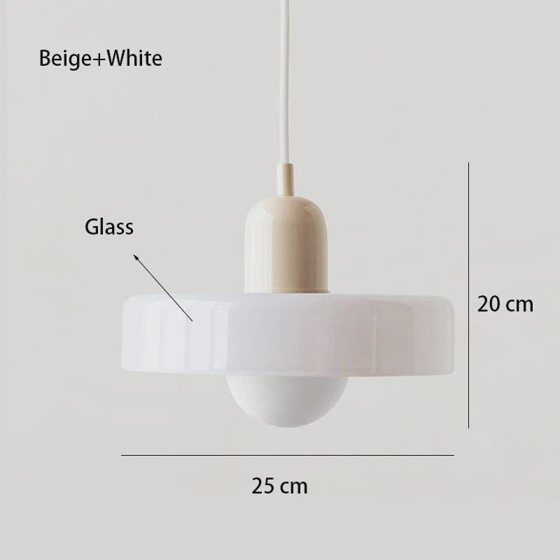 Nordic Bauhaus Hanglamp - Retro Glas & Kleurrijke Kap voor Woonkamer, Eetkamer, Bar