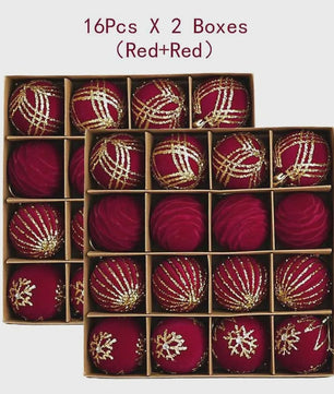 Kerstballen 6cm - Set van 12/16 Stuks - Wijnrood & Goud - Fluweelzacht & Feestelijk