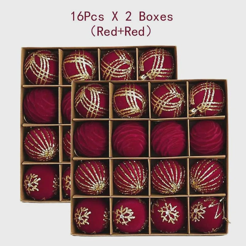 Kerstballen 6cm - Set van 12/16 Stuks - Wijnrood & Goud - Fluweelzacht & Feestelijk