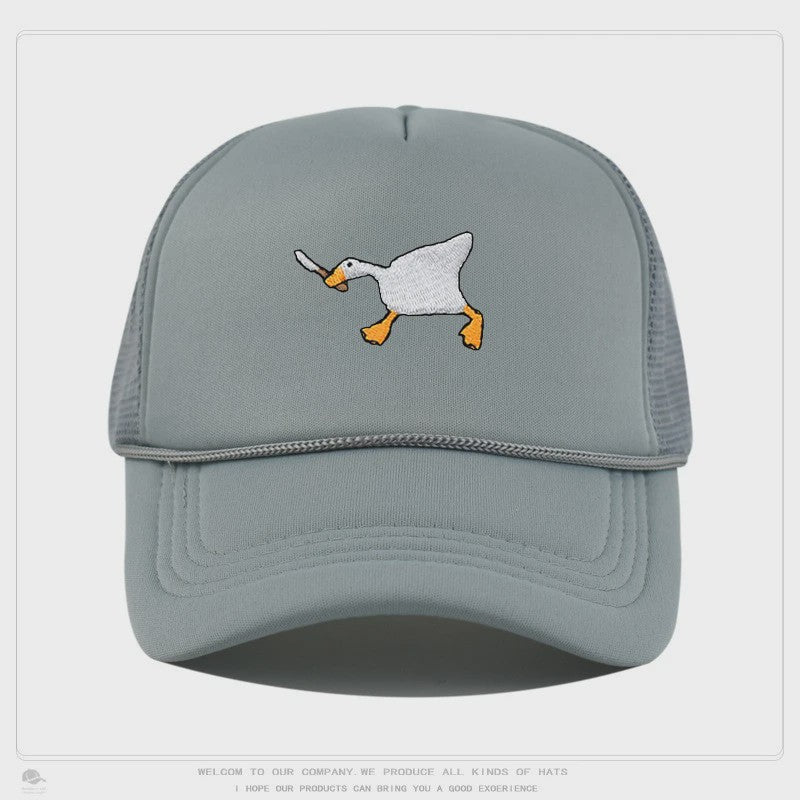 Unieke Geborduurde Baseball Cap met Gans Patroon - Casual Stadsstijl