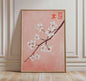 Japanse Kraanvogel Poster - Vintage Ukiyo-e Muurkunst met Rode Zon en Pijnboom