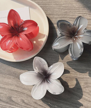 3x Grote Boho Bloemen Haarclips Acryl - Gradient Kleuren & Hawaii Stijl Haaraccessoires voor Dames