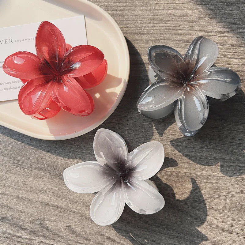 3x Grote Boho Bloemen Haarclips Acryl - Gradient Kleuren & Hawaii Stijl Haaraccessoires voor Dames