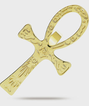 Vintage Egyptische Ankh Kruis Ketting - Grote Hanger met Lange Ketting