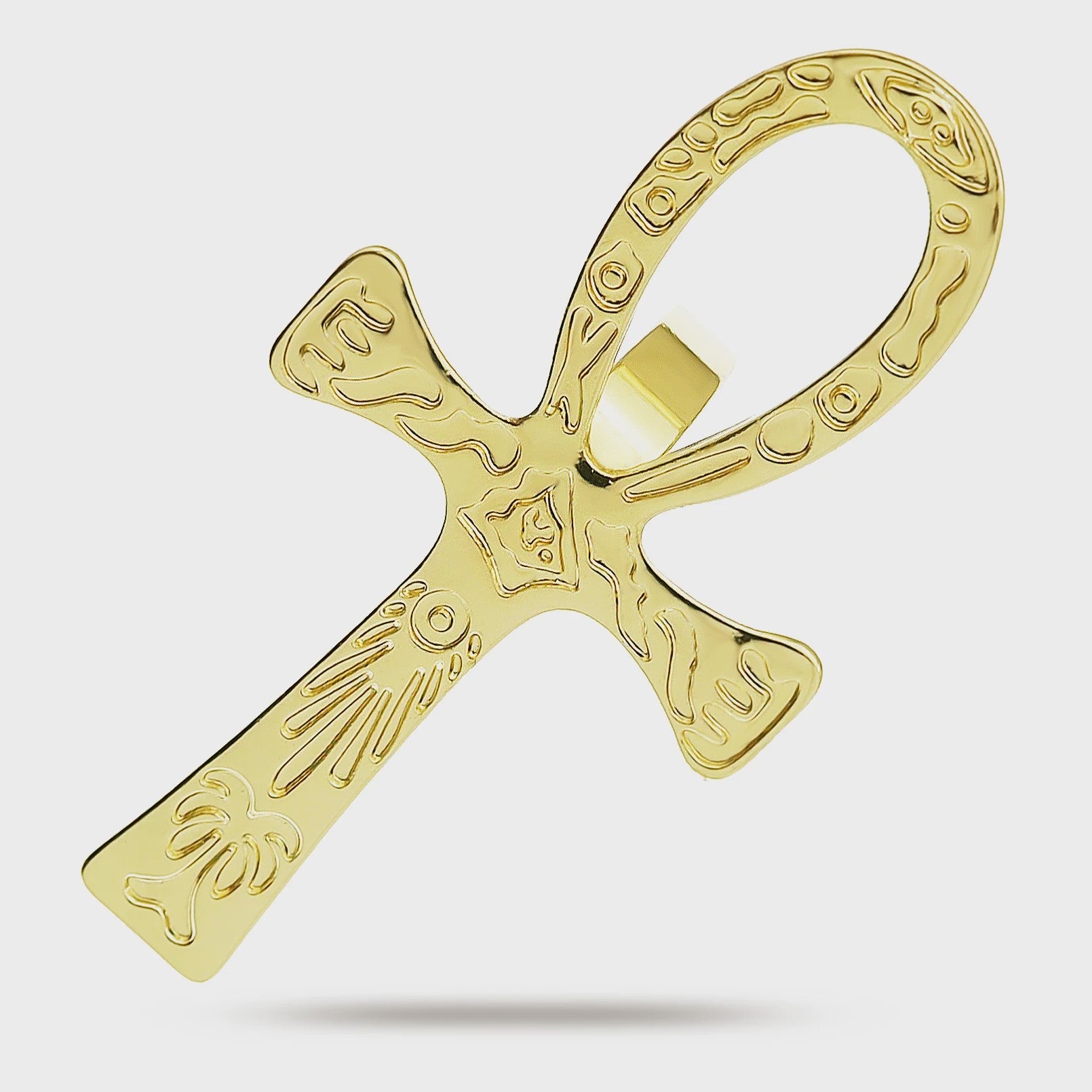 Vintage Egyptische Ankh Kruis Ketting - Grote Hanger met Lange Ketting