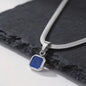 Vnox Heren Ketting met Geometrische Vierkante Natuursteen Hanger - Goud/Zilver Kleur Roestvrij Staal Blade Ketting