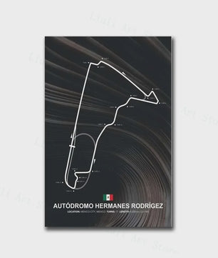 Formule 1 Circuit Poster Canvas - F1 Race Track Kunst Print voor Woonkamer Decoratie