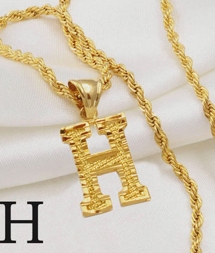 Gouden Initiaal Ketting met Touwketting - Kies Uw Letter (A-Z)