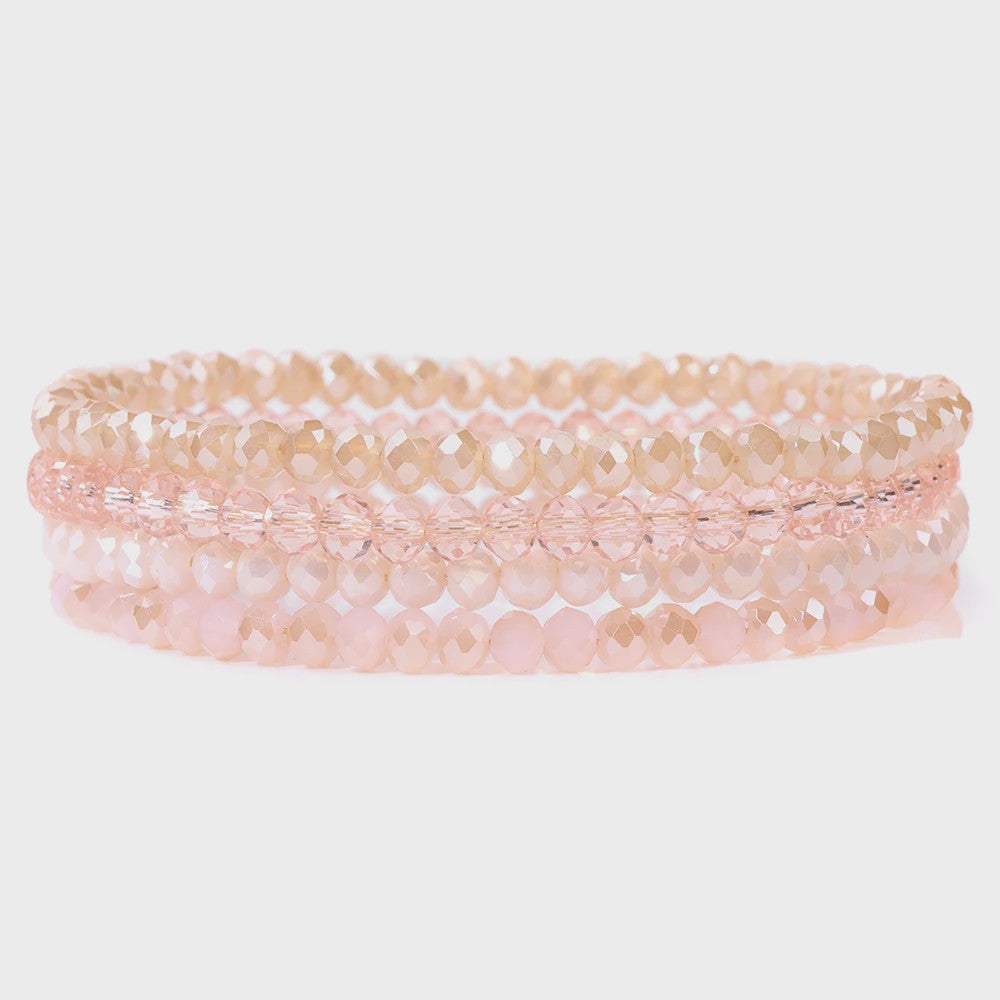 Set van 4 Kristallen Kralen Armbanden - Kleurrijk & Elegant