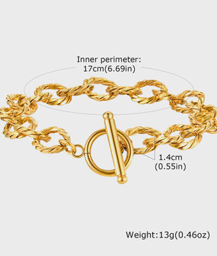 Gouden Chunky Schakelarmband met OT Sluiting - Roestvrij Staal, Aanslagvrij