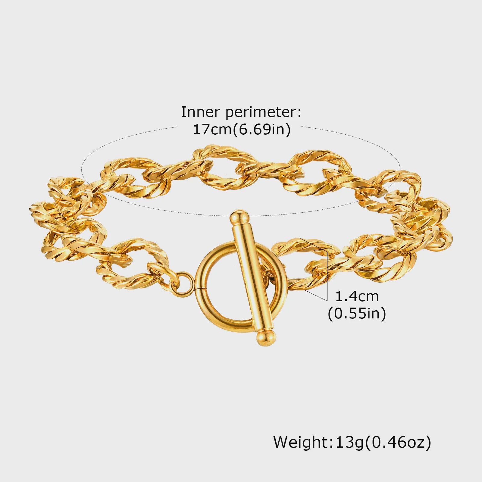 Gouden Chunky Schakelarmband met OT Sluiting - Roestvrij Staal, Aanslagvrij