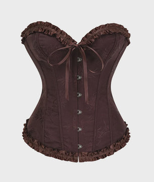 Sexy Jacquard Bustier Corset met Ruches en Push-Up Effect - Gothic Stijl