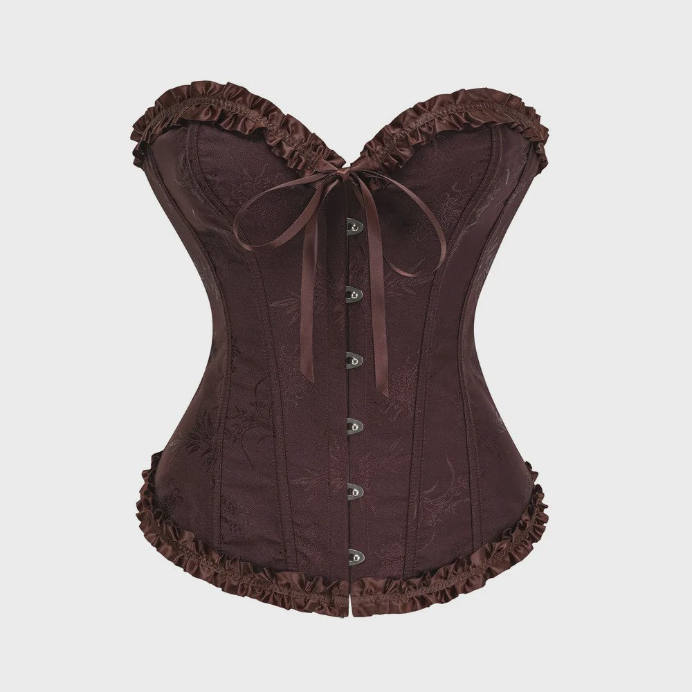 Sexy Jacquard Bustier Corset met Ruches en Push-Up Effect - Gothic Stijl